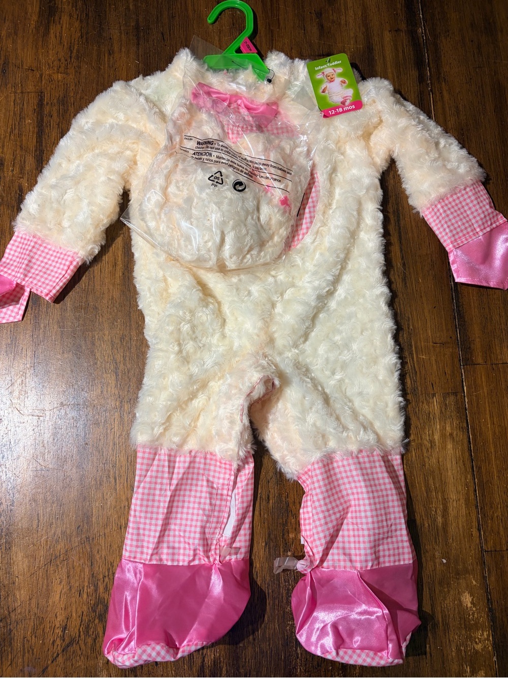 Plush Cream and Pink Lamb Costume for Kids